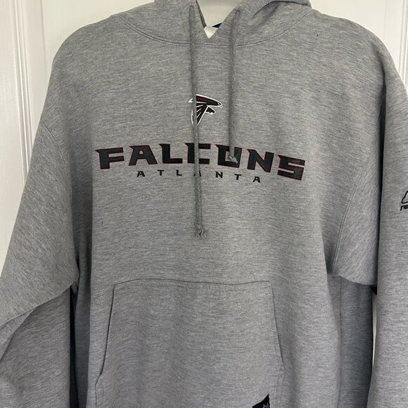 NFL Reebok Men’s Gray Atlanta Falcons Pullover Hoodie Sweatshirt Size Medium - Picture 2 of 13